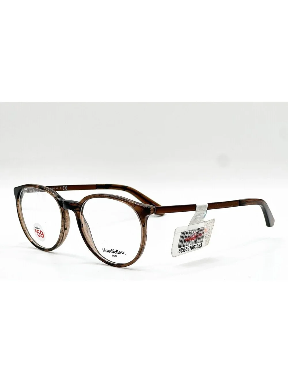 Goodfellow&Co G02062 5942 Brown Clear Authentic Eyeglasses 49-17-140